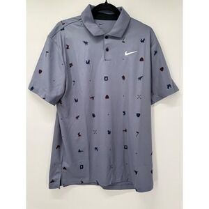 Nike Mens Dri-FIT Tour Icon All Over Print Golf Polo‎ Grey Men's Size Medium